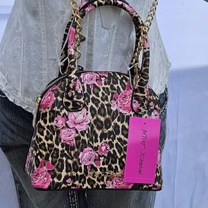 Betsey Johnson Pink and Brown Leopard Print Bag
